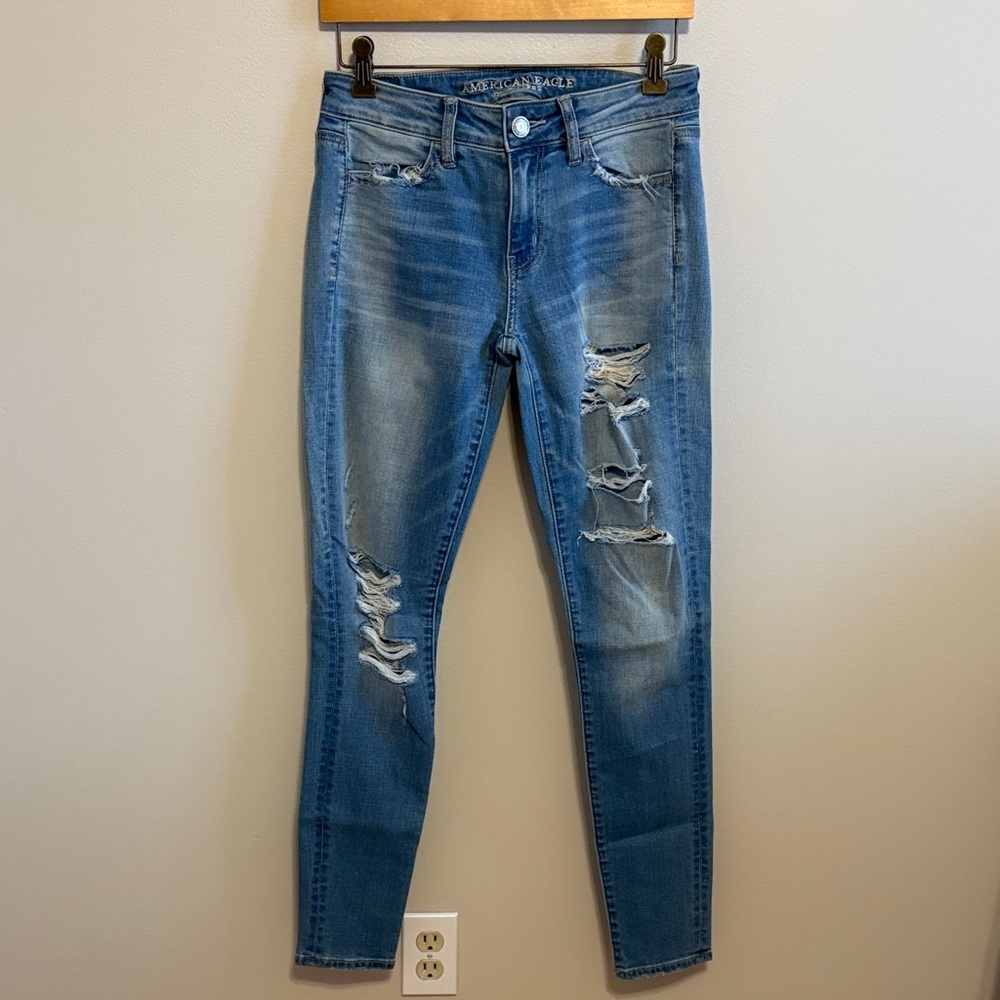 American Eagle Outfitters Ripped Blue Skinny Jeans